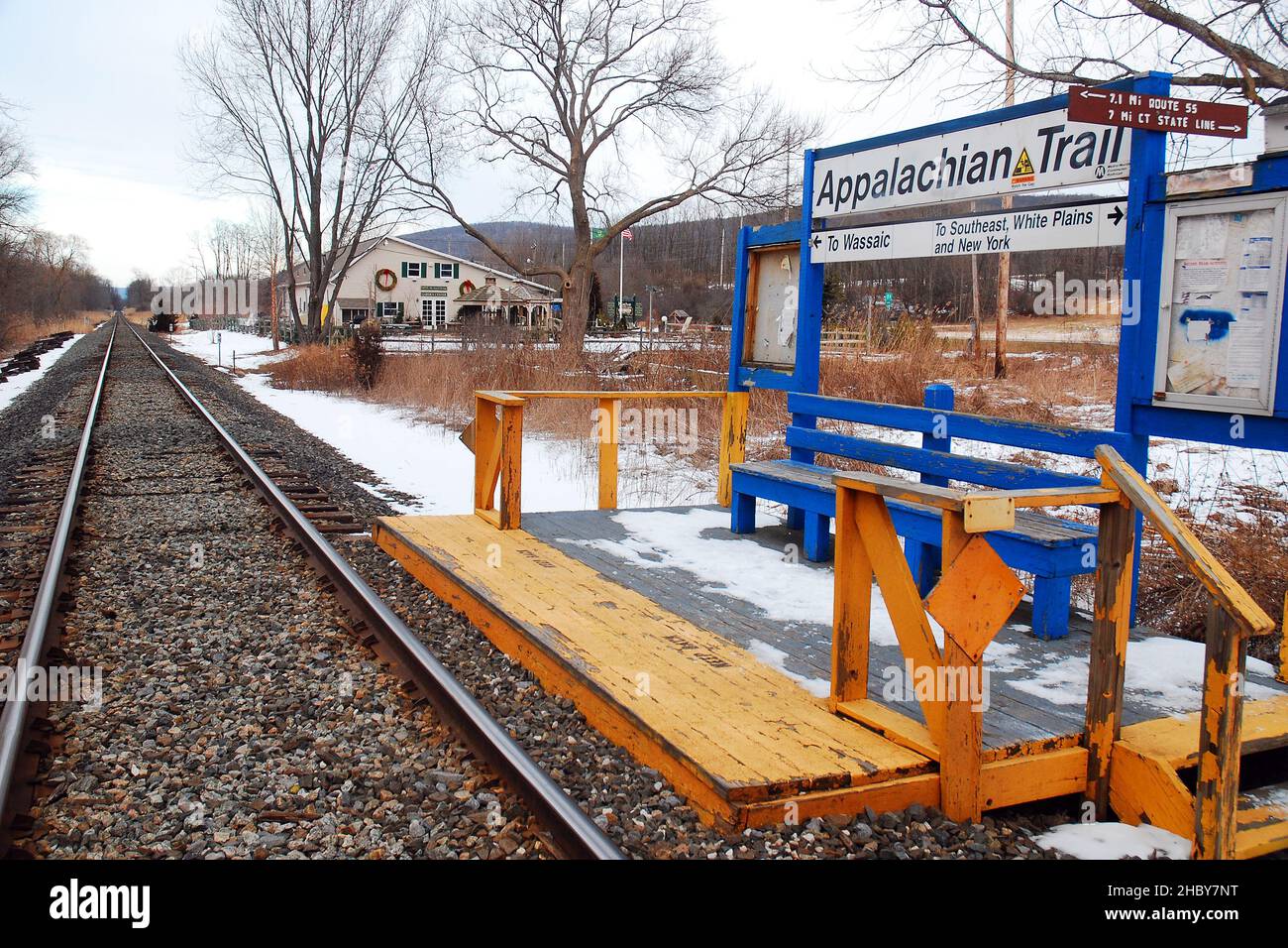 Metro North bietet eine Zughaltestelle entlang des berühmten Appalachian Trail Stockfoto