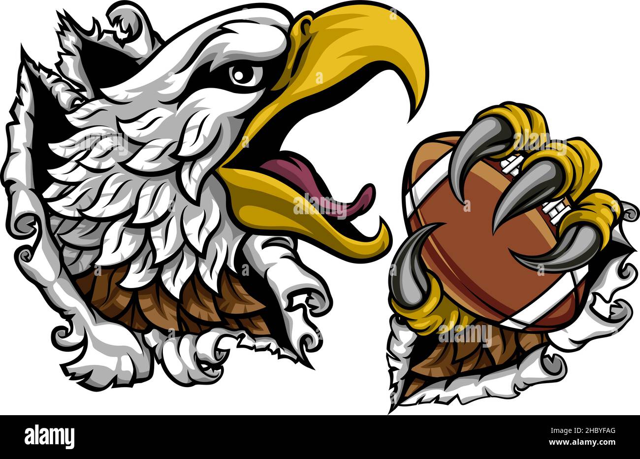 Bald Eagle Hawk Reißt American Football Mascot Stock Vektor