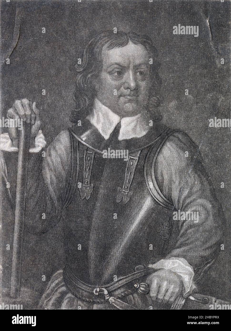 Antike Gravur um 1830, Oliver Cromwell (1599-1658). QUELLE: ORIGINALGRAVUR Stockfoto