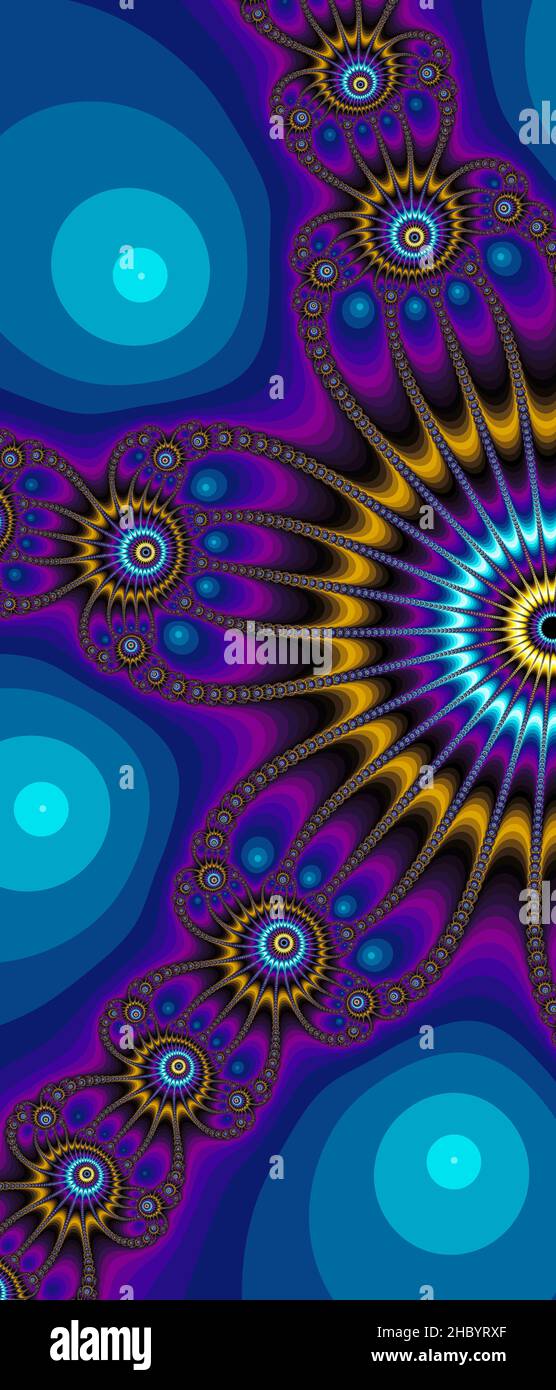 Abstraktes computergeneriertes Fraktaldesign. Ein Fraktal ist ein nie endende Muster. Fraktale sind unendlich komplexe Muster, die sich in sich selbst ähneln Stockfoto