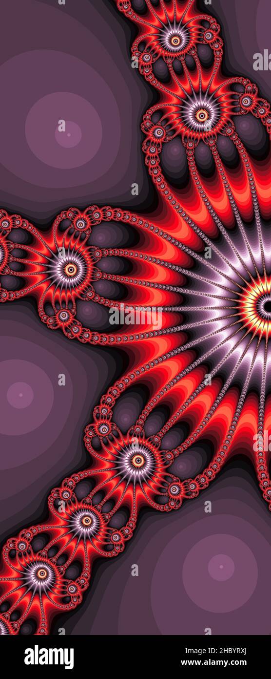 Abstraktes computergeneriertes Fraktaldesign. Ein Fraktal ist ein nie endende Muster. Fraktale sind unendlich komplexe Muster, die sich in sich selbst ähneln Stockfoto