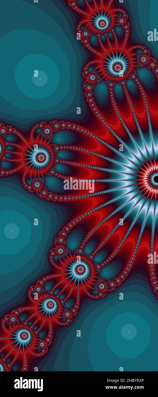 Abstraktes computergeneriertes Fraktaldesign. Ein Fraktal ist ein nie endende Muster. Fraktale sind unendlich komplexe Muster, die sich in sich selbst ähneln Stockfoto