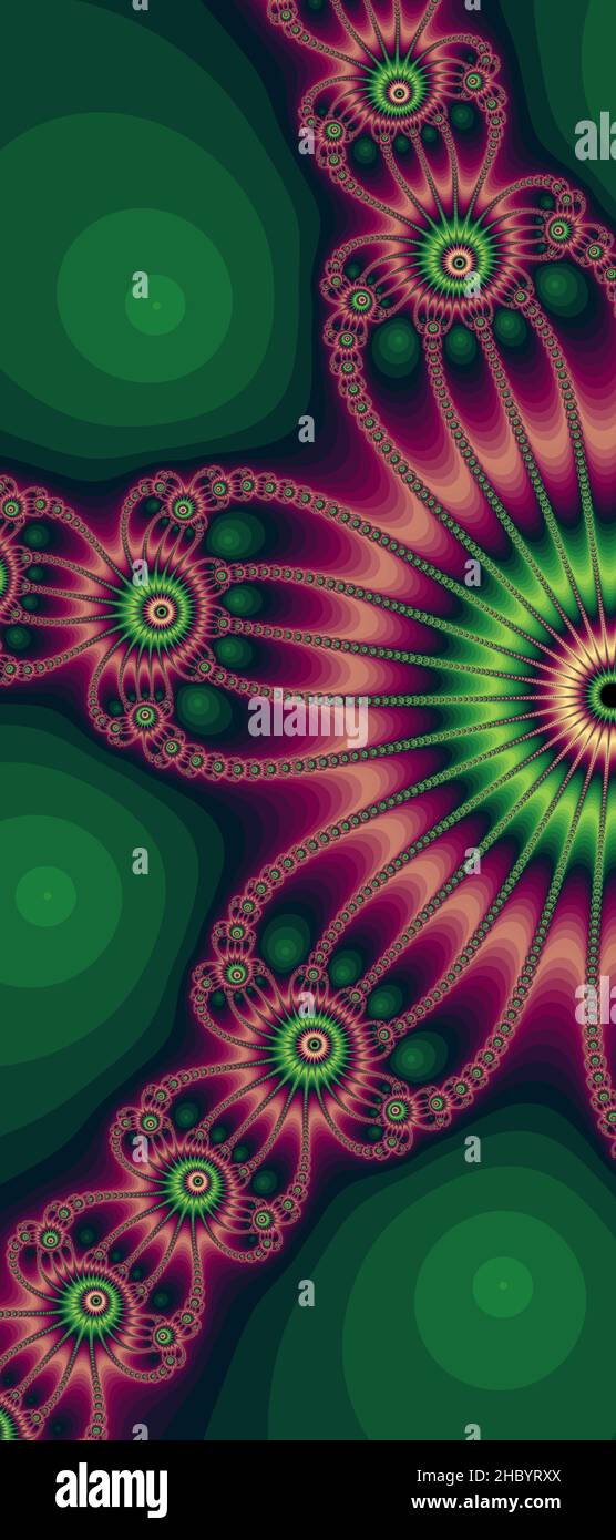 Abstraktes computergeneriertes Fraktaldesign. Ein Fraktal ist ein nie endende Muster. Fraktale sind unendlich komplexe Muster, die sich in sich selbst ähneln Stockfoto