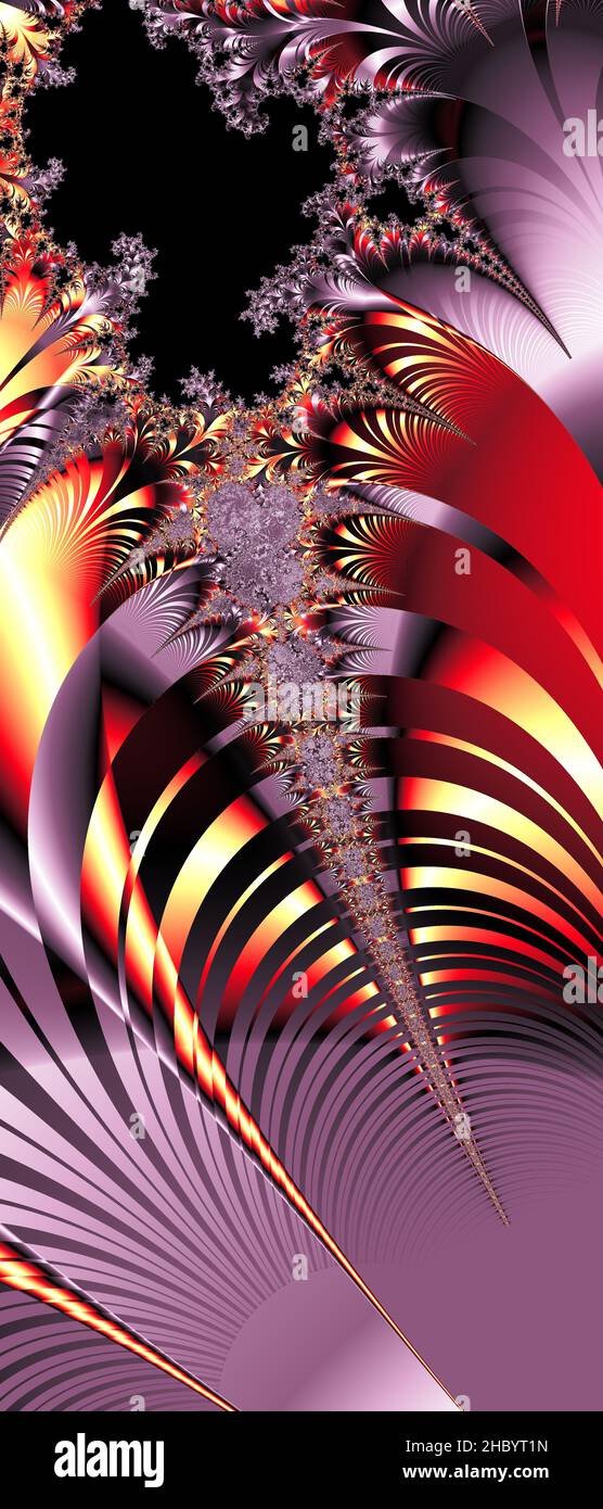 Abstraktes computergeneriertes Fraktaldesign. Ein Fraktal ist ein nie endende Muster. Fraktale sind unendlich komplexe Muster, die sich in sich selbst ähneln Stockfoto