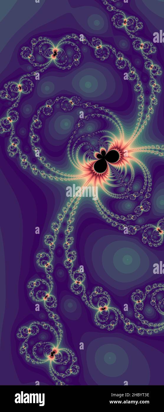 Abstraktes computergeneriertes Fraktaldesign. Ein Fraktal ist ein nie endende Muster. Fraktale sind unendlich komplexe Muster, die sich in sich selbst ähneln Stockfoto