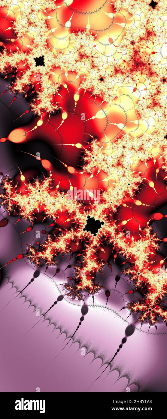 Abstraktes computergeneriertes Fraktaldesign. Ein Fraktal ist ein nie endende Muster. Fraktale sind unendlich komplexe Muster, die sich in sich selbst ähneln Stockfoto