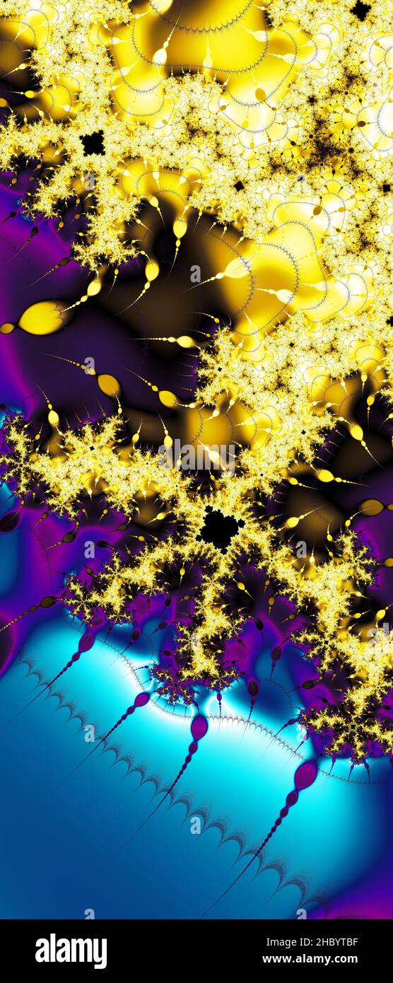Abstraktes computergeneriertes Fraktaldesign. Ein Fraktal ist ein nie endende Muster. Fraktale sind unendlich komplexe Muster, die sich in sich selbst ähneln Stockfoto