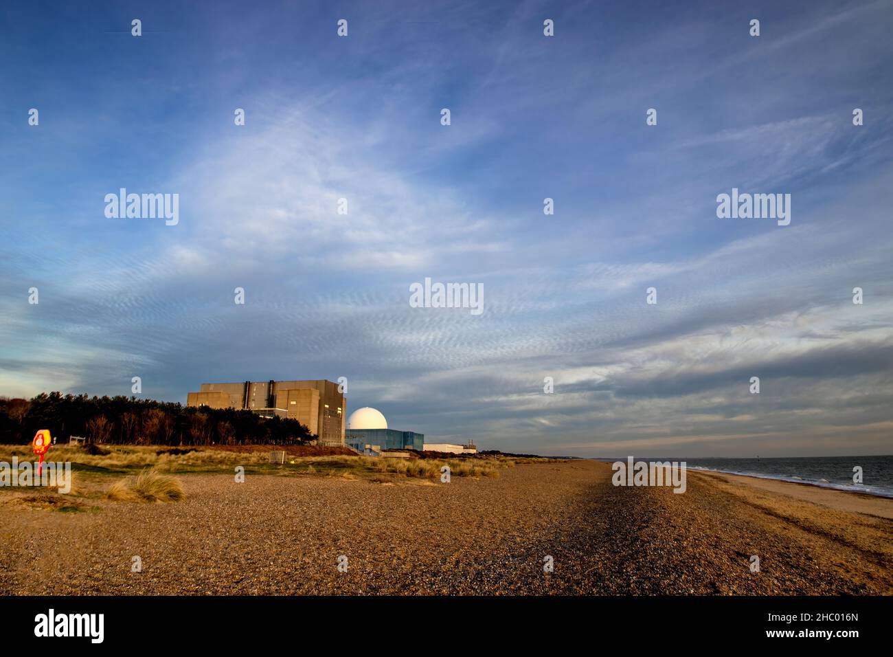 Das Kernkraftwerk an der Küste von Sizewell in Suffolk, Großbritannien Stockfoto