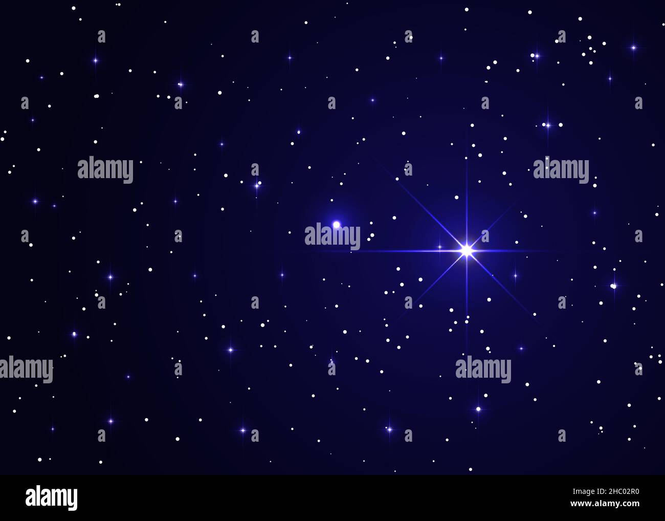 Der Stern leuchtet über der Krippe von weihnachten Jesu Christi. Nächtlicher Sternenhimmel, ein schöner Raum mit Nebel. Abstrakter Hintergrund mit Sternen, Raum Stock Vektor