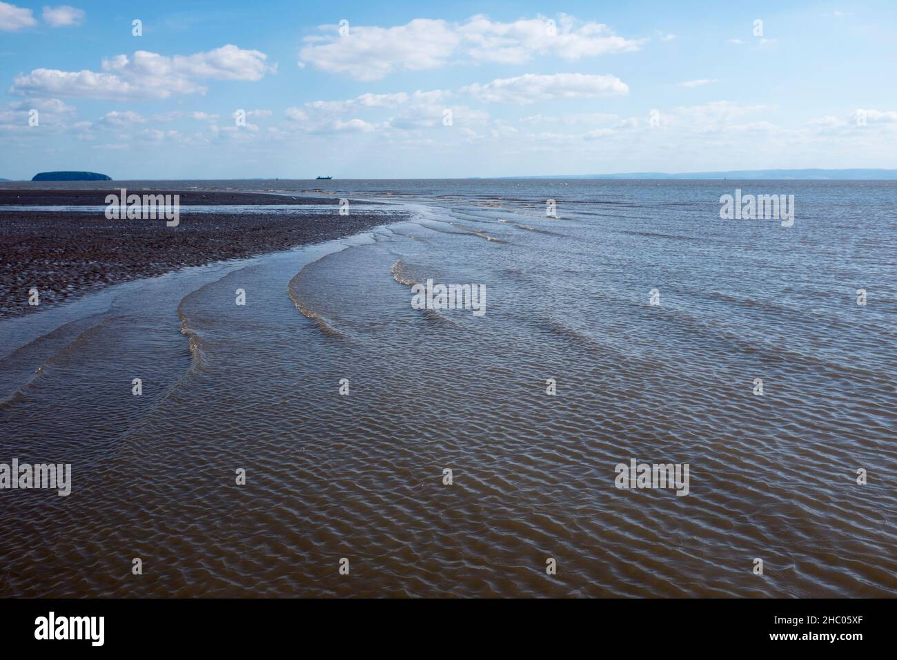 Low Tide Sand Spit von St Marys Well Bay Lavernock Penarth South Wales Stockfoto