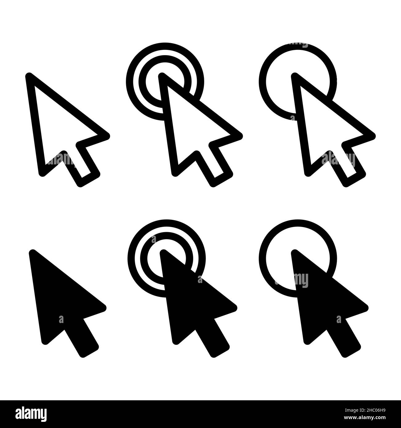 Cursor-Symbol auf weißem Hintergrund isoliert gesetzt Stockfoto