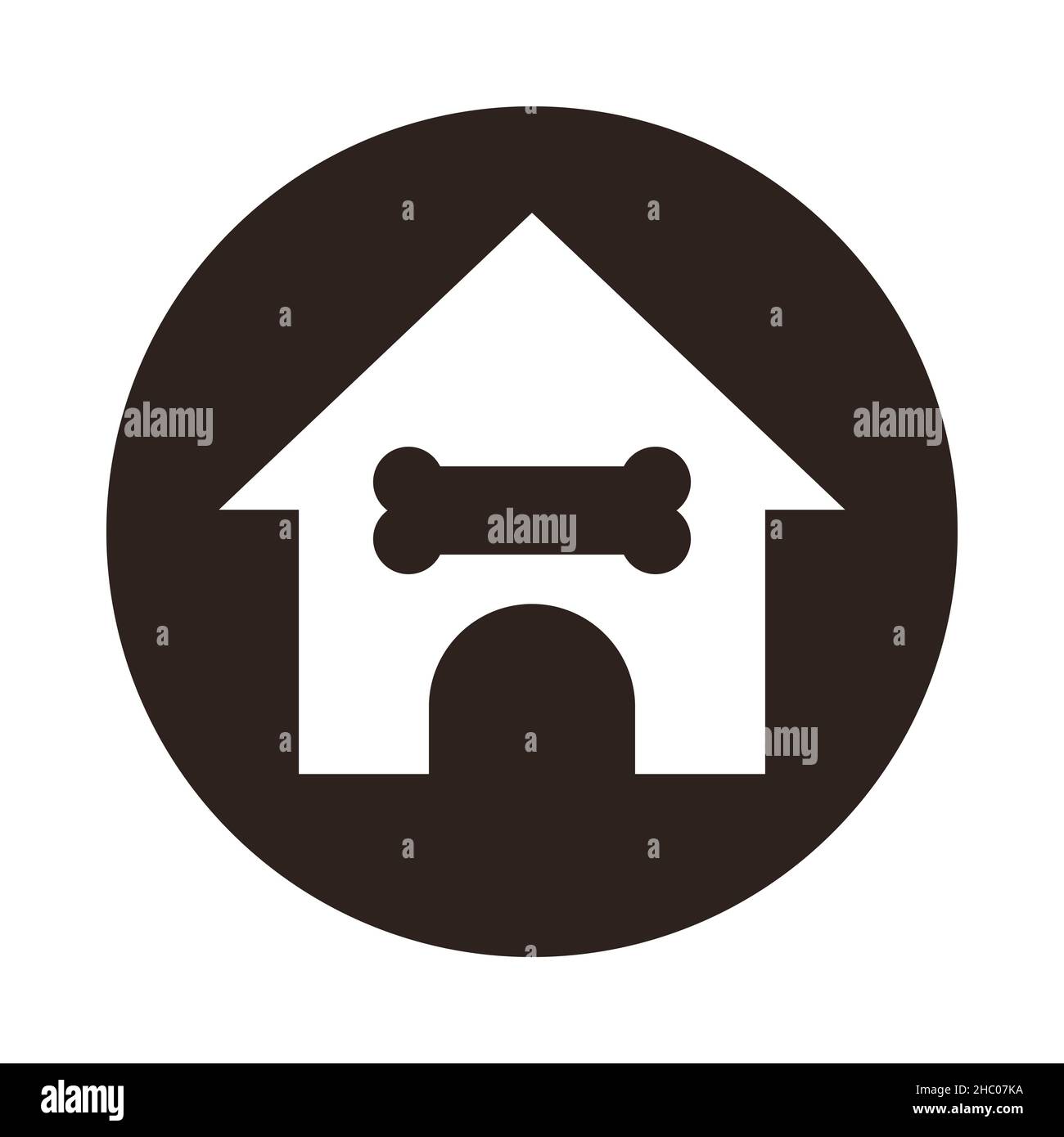 Hundehaus-Symbol auf weißem Hintergrund isoliert Stockfoto