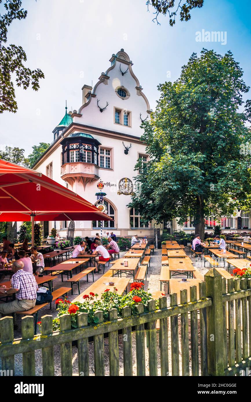 Restaurant mit Biergarten am Grunewaldsee, Berlin Stockfoto