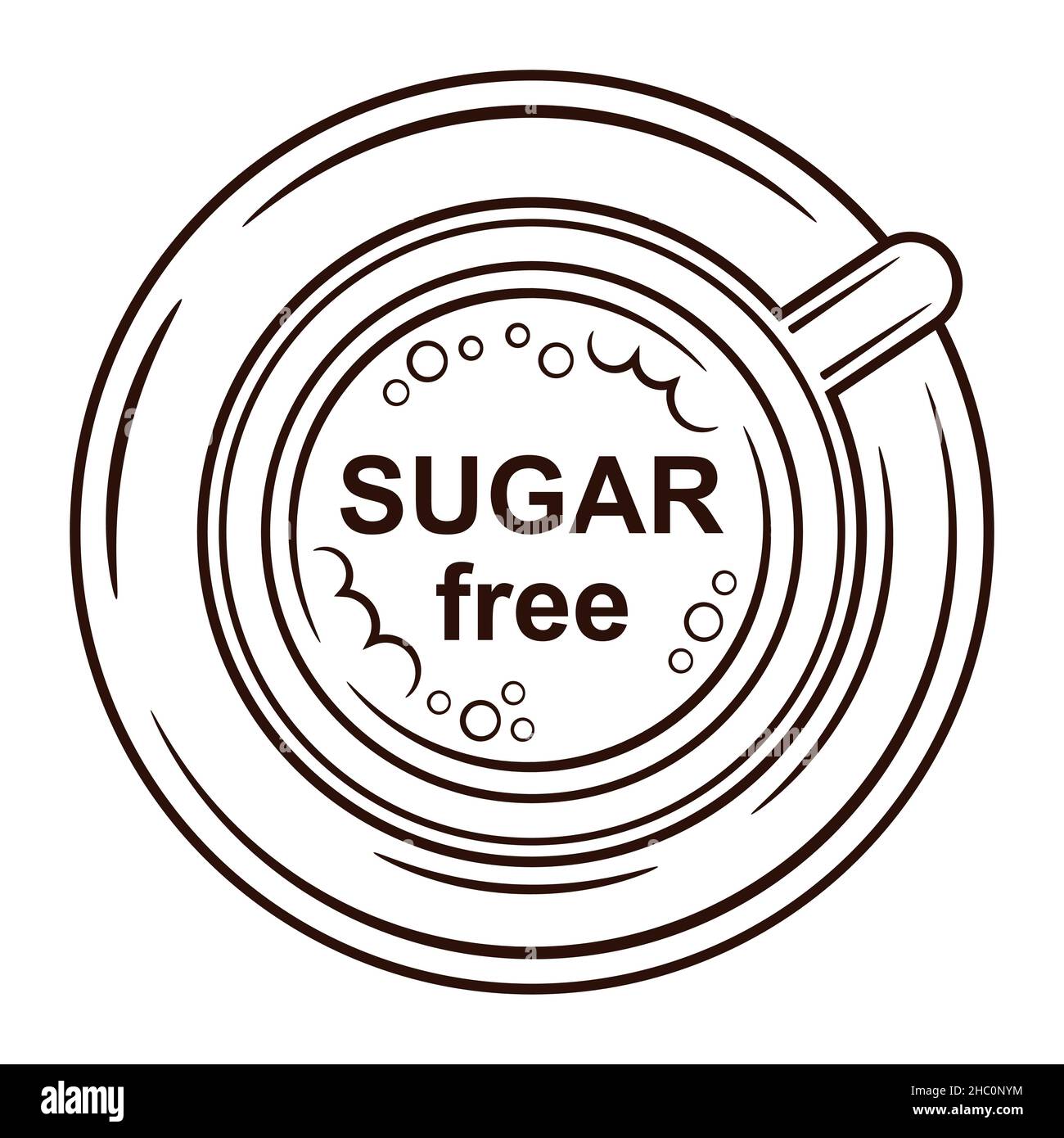 Zuckerfreie Diät Kaffee trinken in Tasse Linie Symbol. Nicht süßer Cappuccino, zuckerloser heißer Latte, Tee. Kalorienarmes Schlankheitsgetränk. Diabetes-Lebensmittel. Vektor Stock Vektor