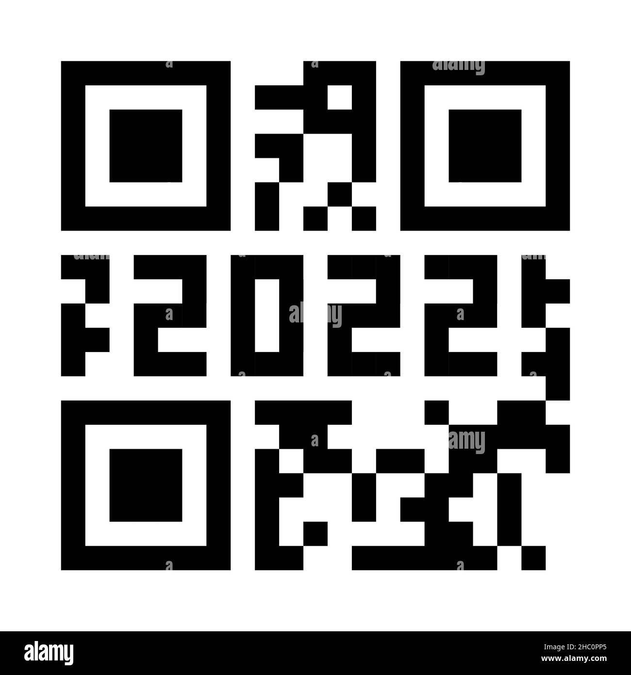 QR-Code 2022 Zahlen. Frohes neues Jahr mit covid Impfung Barcode Konzept Design-Vorlage. Vektor eps Illustration für Banner, Poster, Grußkarte, Einladung Stock Vektor