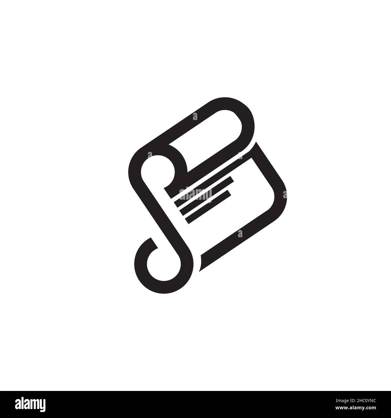 Buchstabe S Scroll Papier Symbol Scroll Symbol. Einfache moderne flache Design Stock Vektor