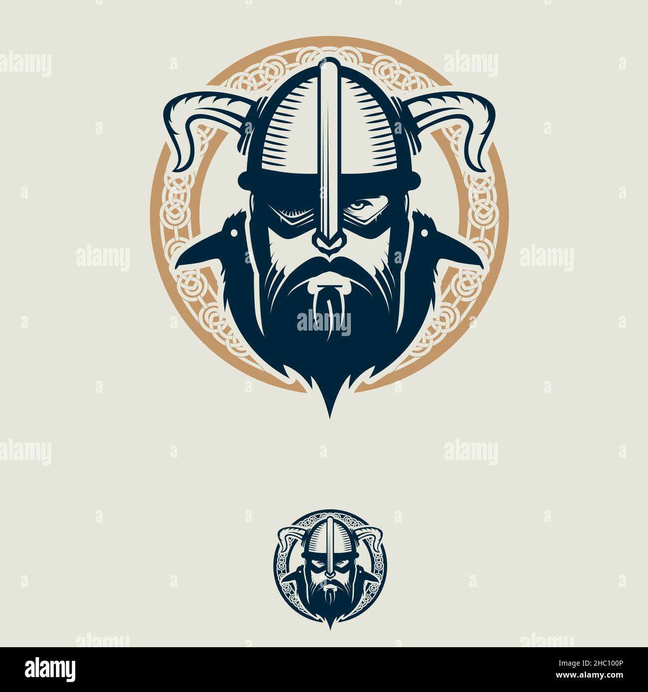 Odin und seine Raben Insignien Vektor-Symbol für Marke, Logo, T-Shirt-Print, Design-Element oder anderen Zweck. Stock Vektor