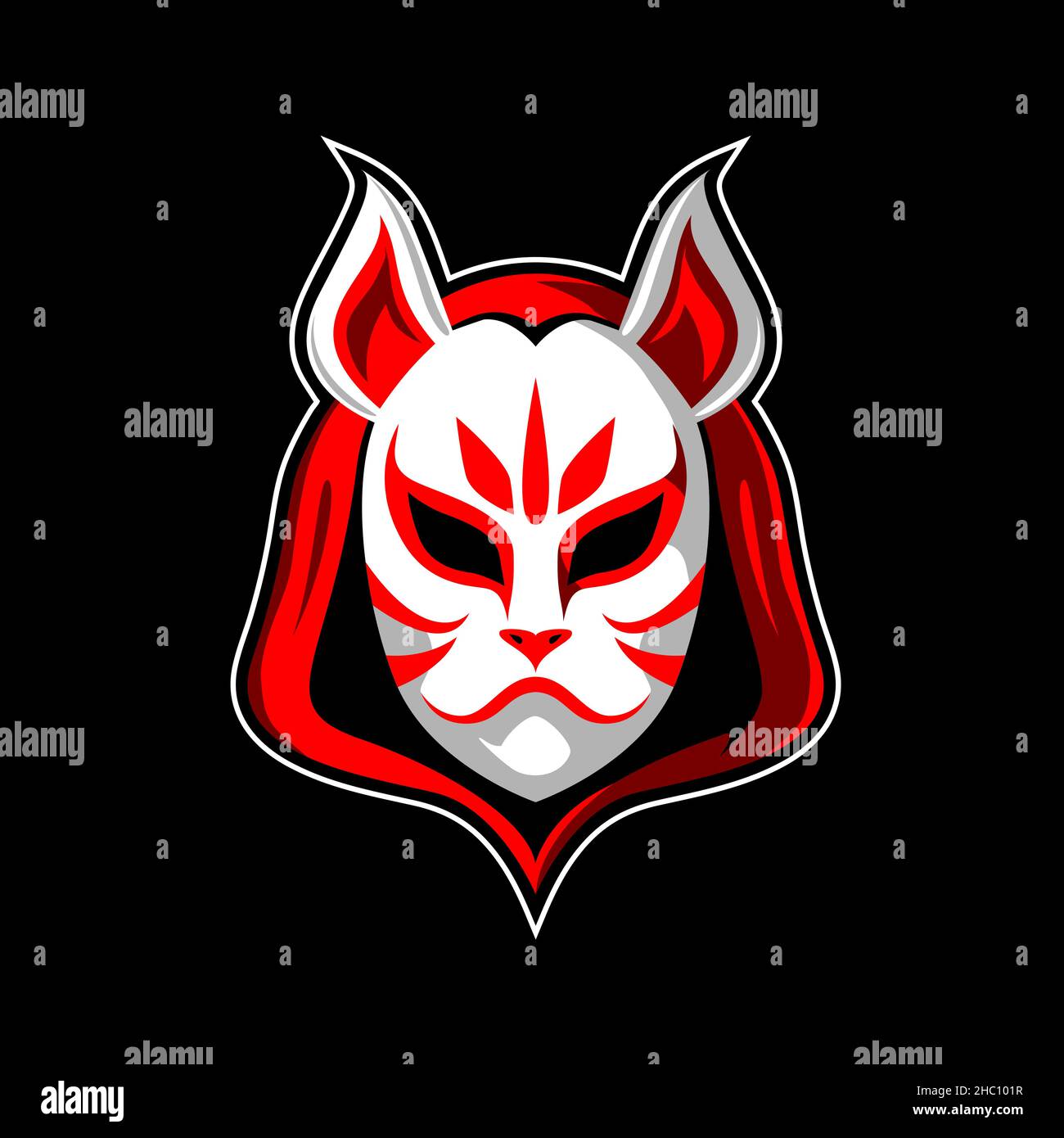 White Fox Kopfmaske oder Kitsune Vektor Illustration Symbol, als Alternative kann dies auch ein wenig rote Reiten Kapuze im Anime-Stil. Für esport, T-Shirt Stock Vektor