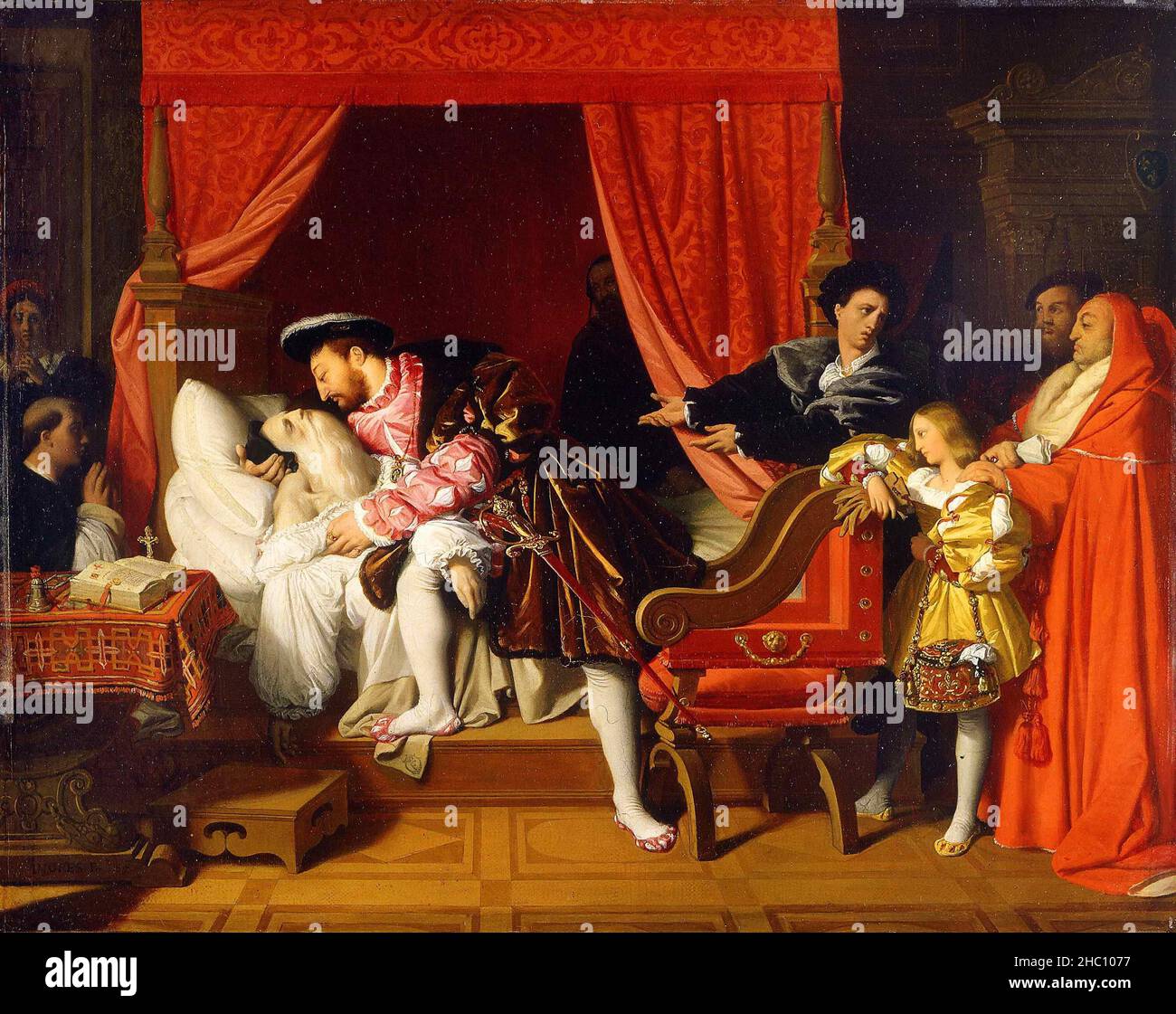 Der Tod von Leonardo Davinci, Gemälde von Jean Auguste Dominiuqe Ingres Stockfoto