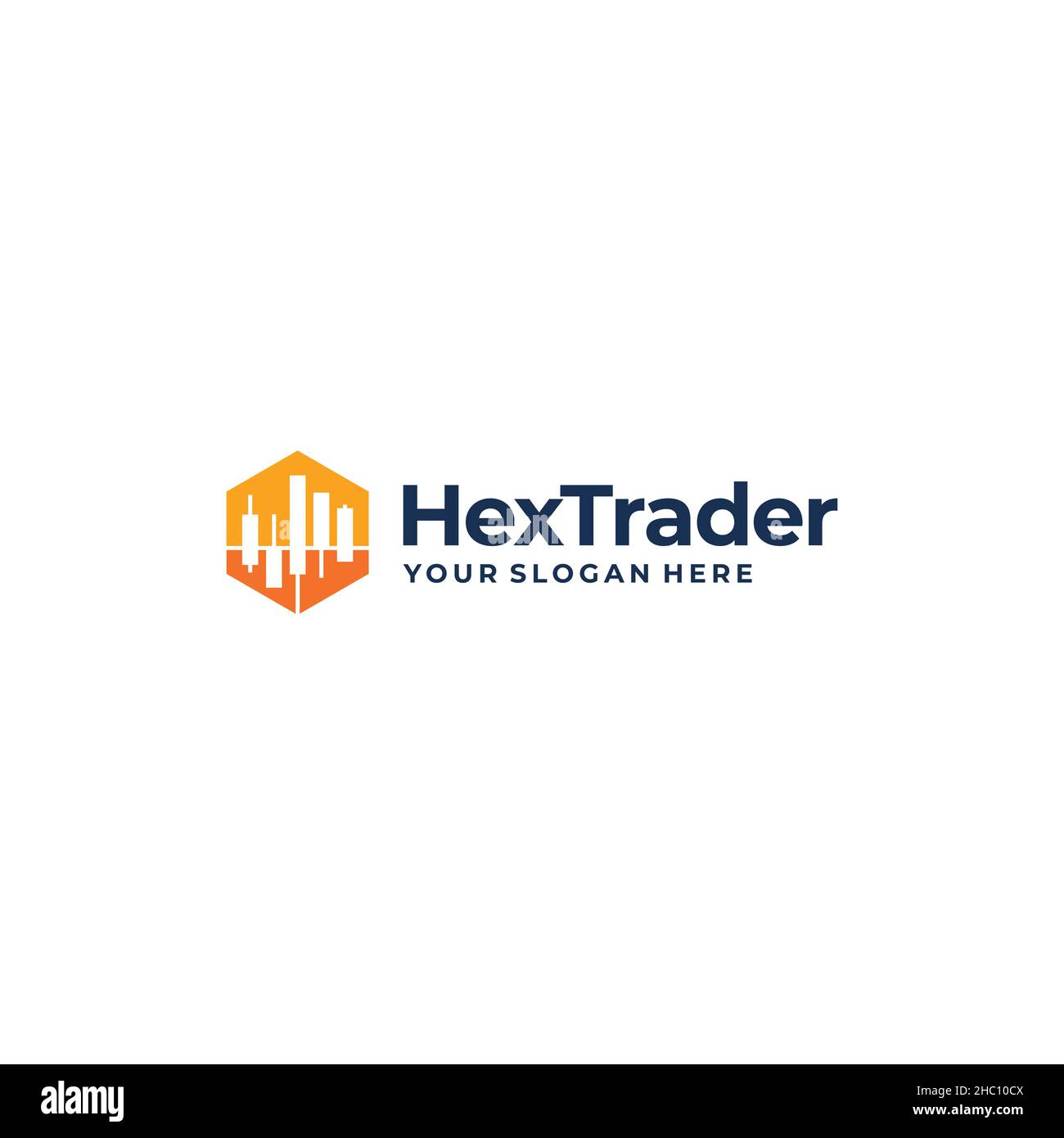 Minimalistisches, flaches und farbenfrohes HEXATRADERLogo Stock Vektor