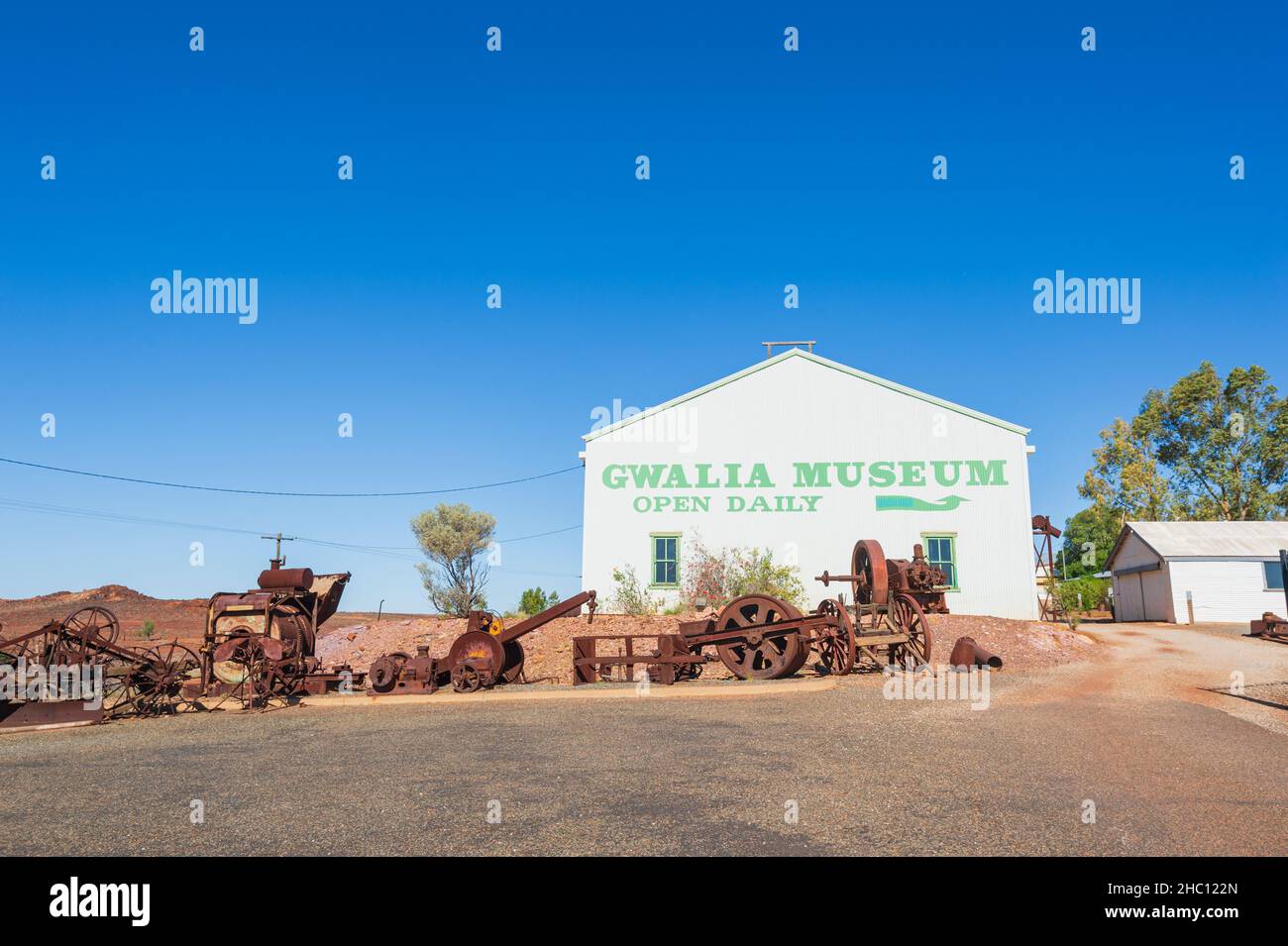 Blick auf das beliebte Gwalia Museum in der Nähe von Leonora, Western Australia, WA, Australien Stockfoto