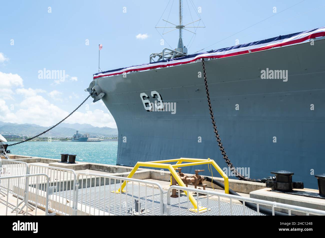 Rumpf der USS Missouri in Pearl Harbor Stockfoto