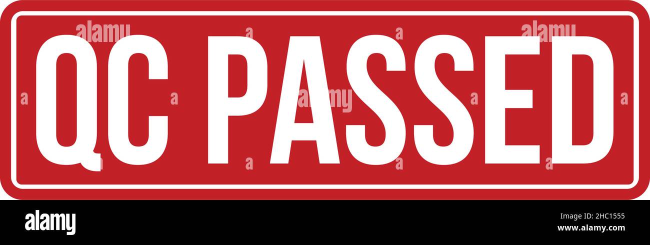 QC bestanden Gummistempel. Rot QC bestanden Gummi Grunge Stempel Siegel