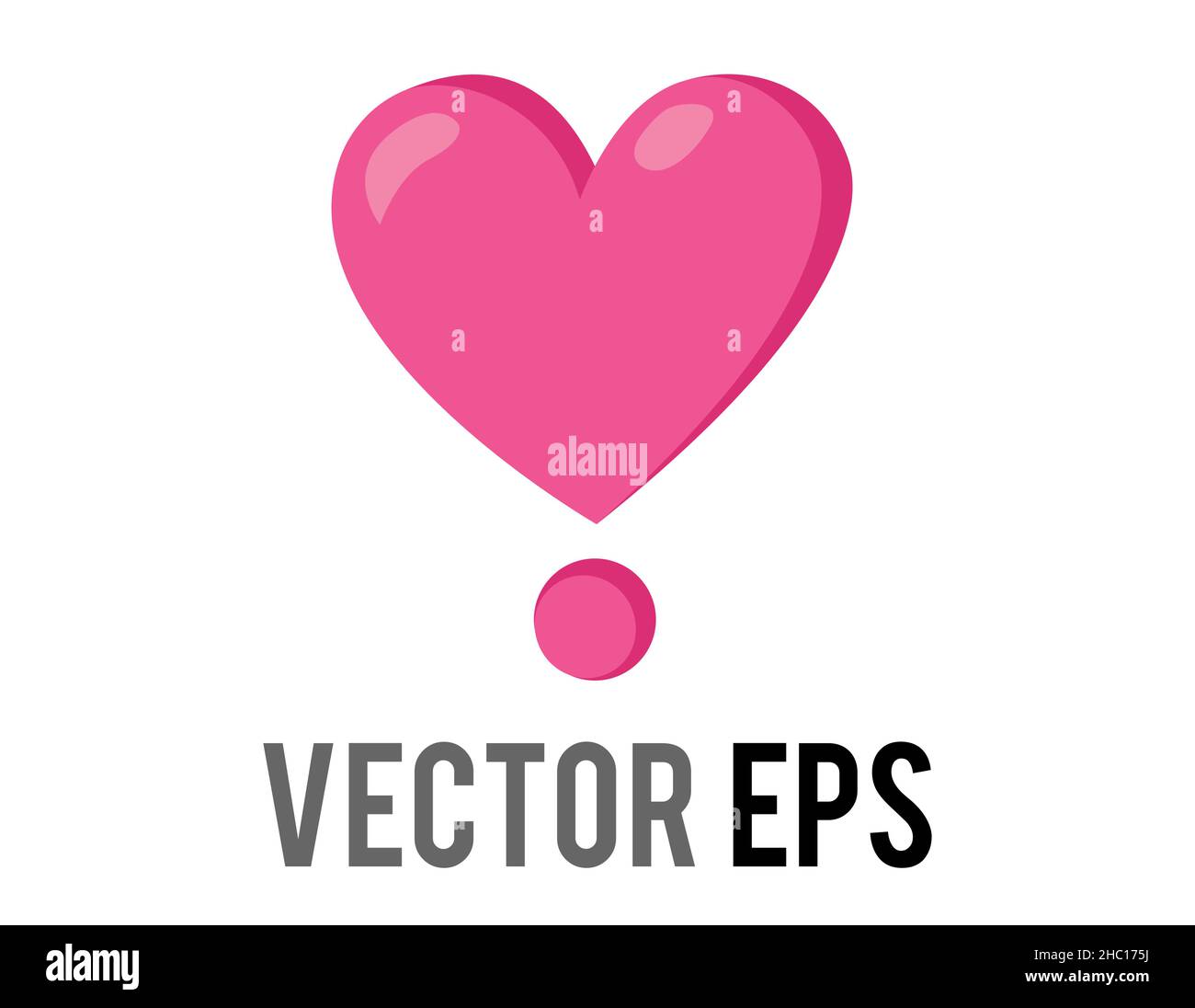 Das isolierte Vektor-Symbol Love Pink, glänzend, mit dem Herz-Ausrufezeichen, wird für den Ausdruck von Liebe, Leidenschaft und Romantik verwendet Stock Vektor