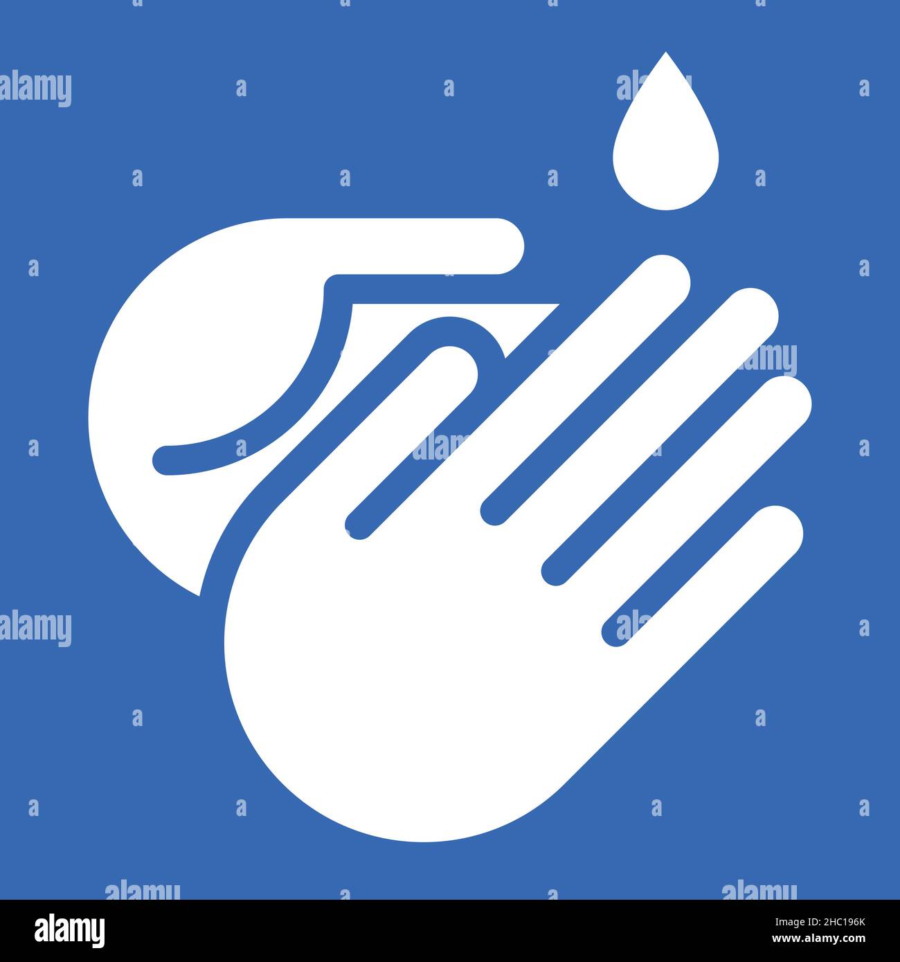 Wash Hands Zeichen isoliert auf weißem Hintergrund Stockfoto