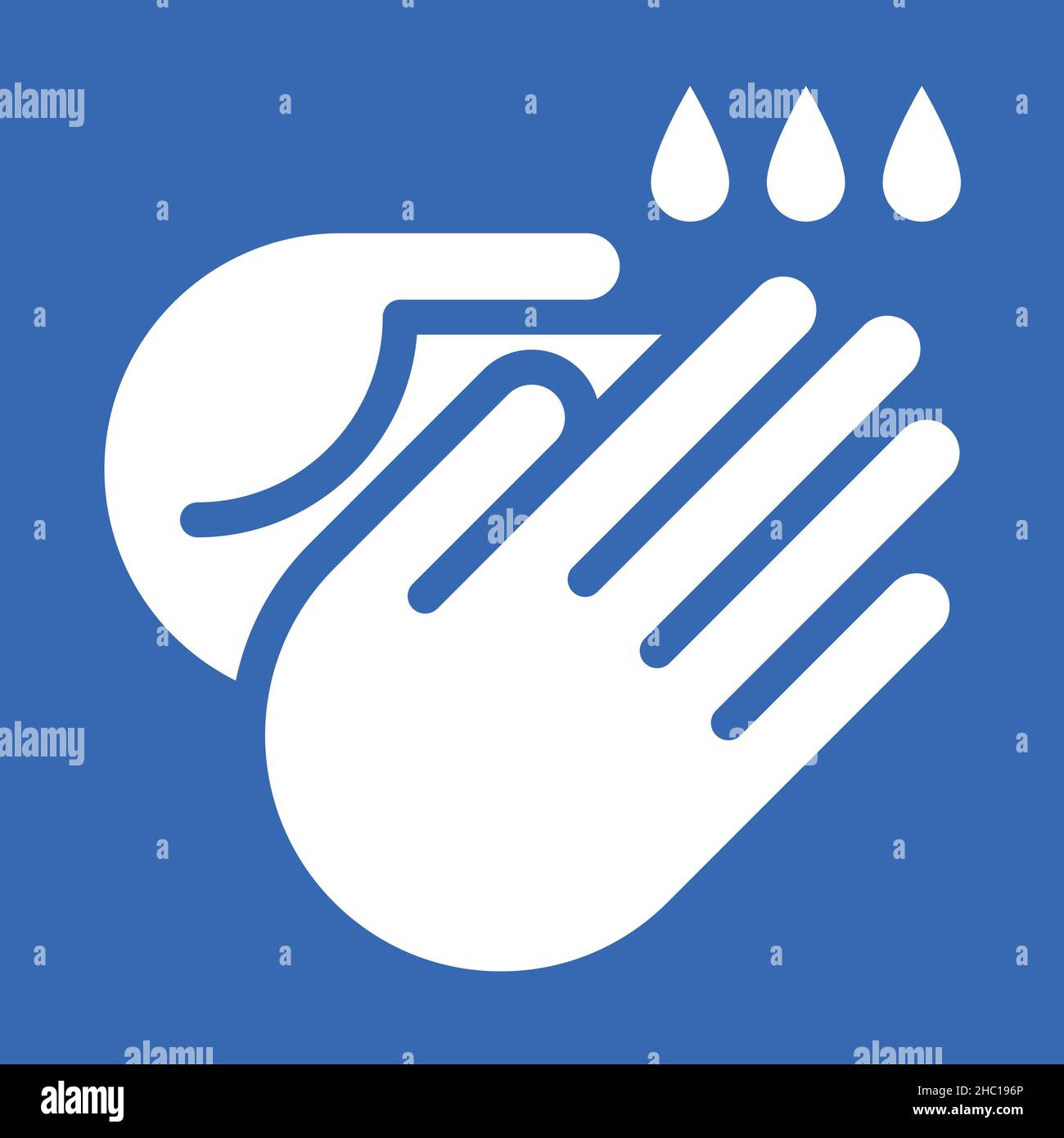 Wash Hands Zeichen isoliert auf weißem Hintergrund Stockfoto