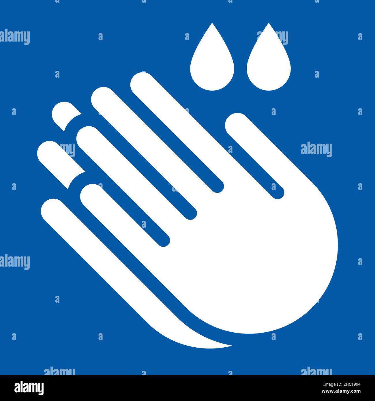 Wash Hands Zeichen isoliert auf weißem Hintergrund Stockfoto