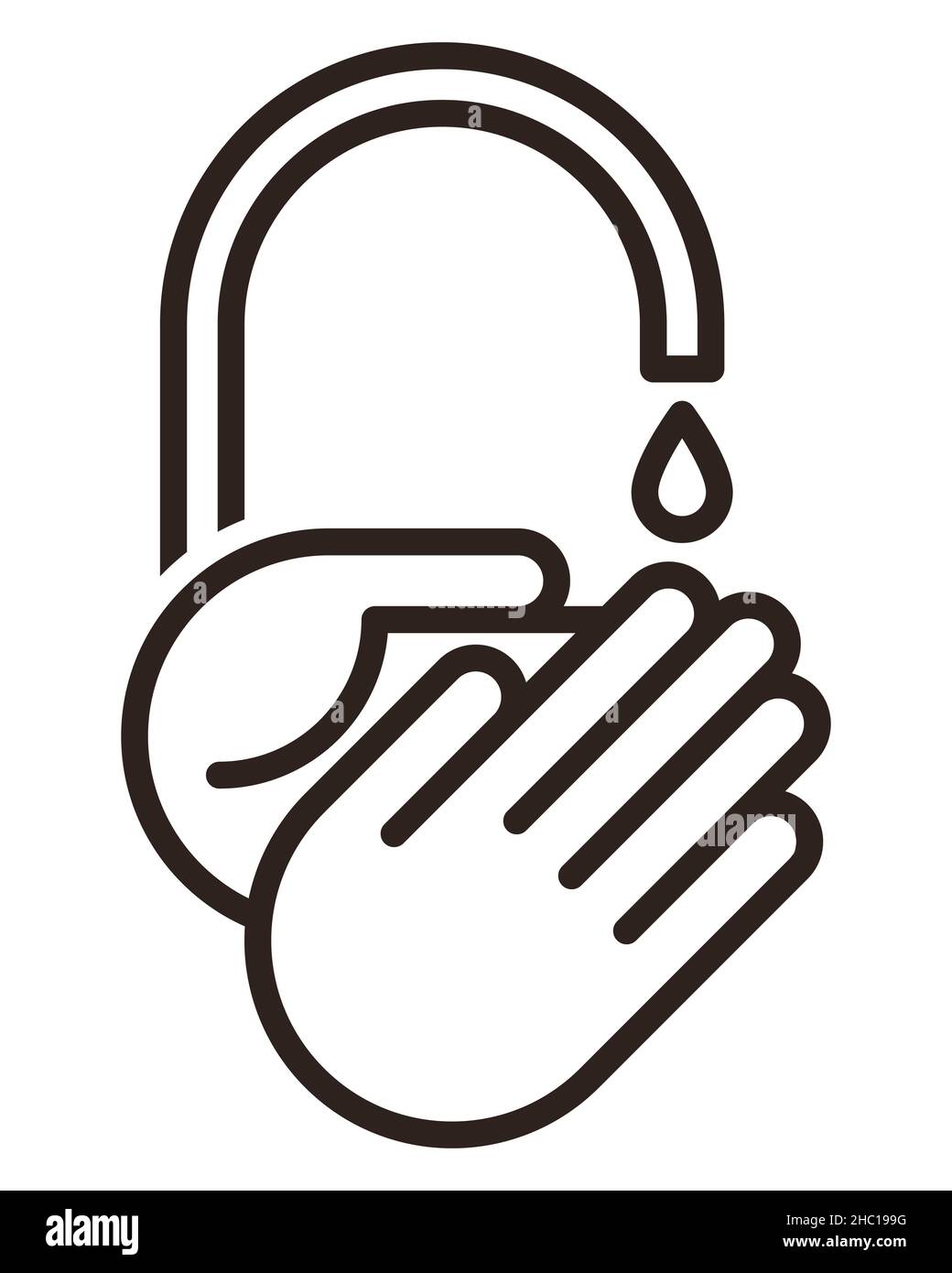 Wash Hands Zeichen isoliert auf weißem Hintergrund Stockfoto