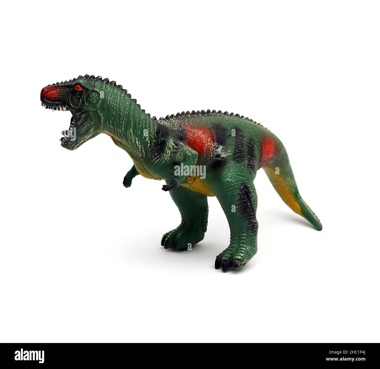 Dinosaurier-Spielzeug isoliert auf weißem Hintergrund Holiday Card Kreative minimal Konzept Stockfoto