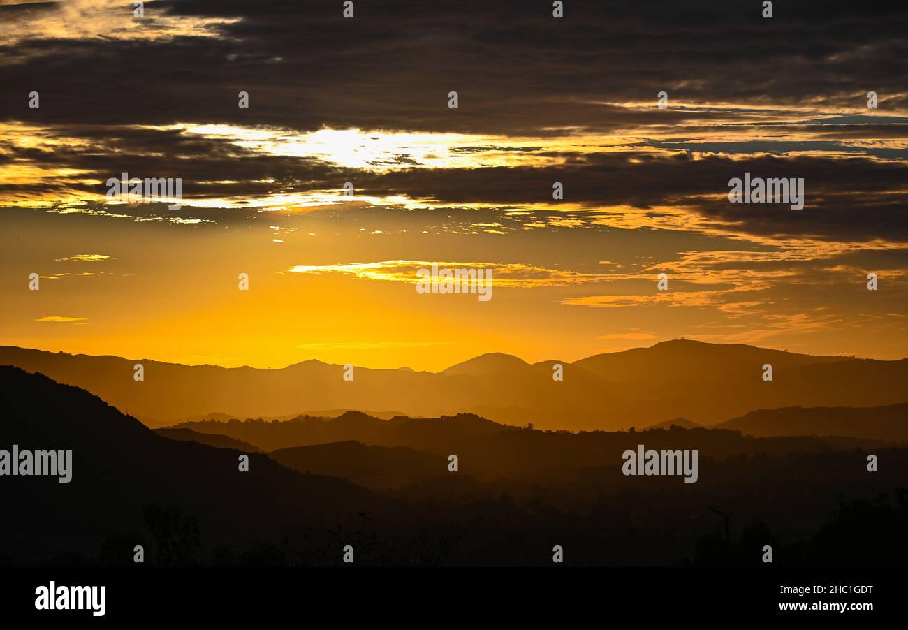 Sonnenuntergang vom Horn Canyon, Ojai Stockfoto