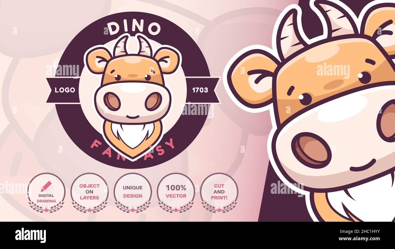 Cartoon-Charakter Monster Dinosaurier-Logo Stock Vektor