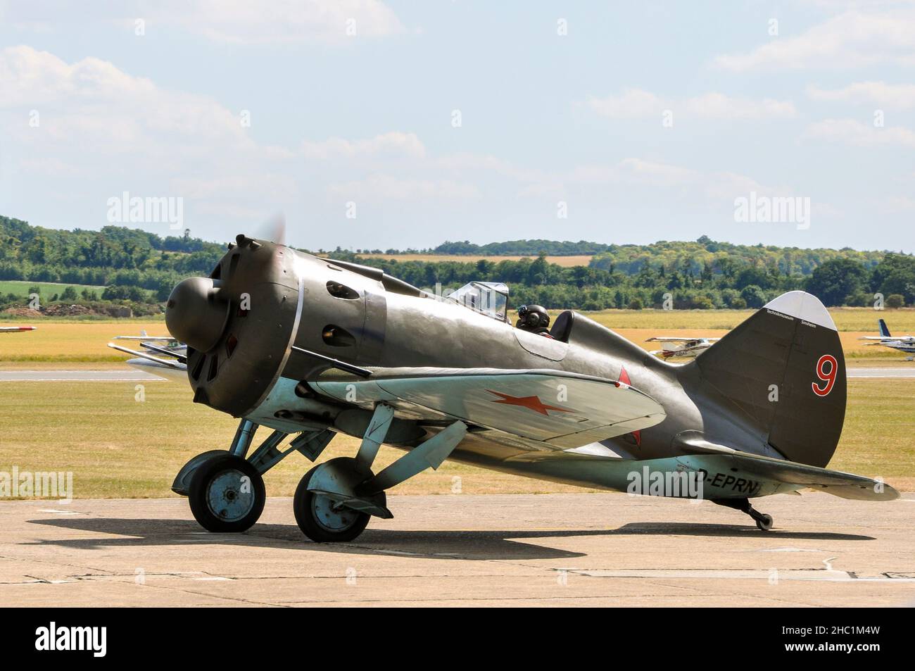 Polikarpov I-16 Rata Jagdflugzeug der Sowjetischen Luftwaffe. Winziges russisches Kampfflugzeug aus dem zweiten Weltkrieg auf der Flugschau der Flying Legends in Duxford Stockfoto