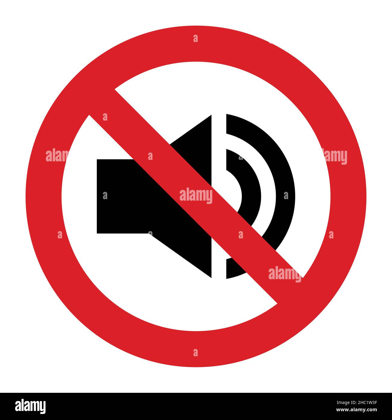 Kein Tonschild auf weißem Hintergrund isoliert Stockfoto