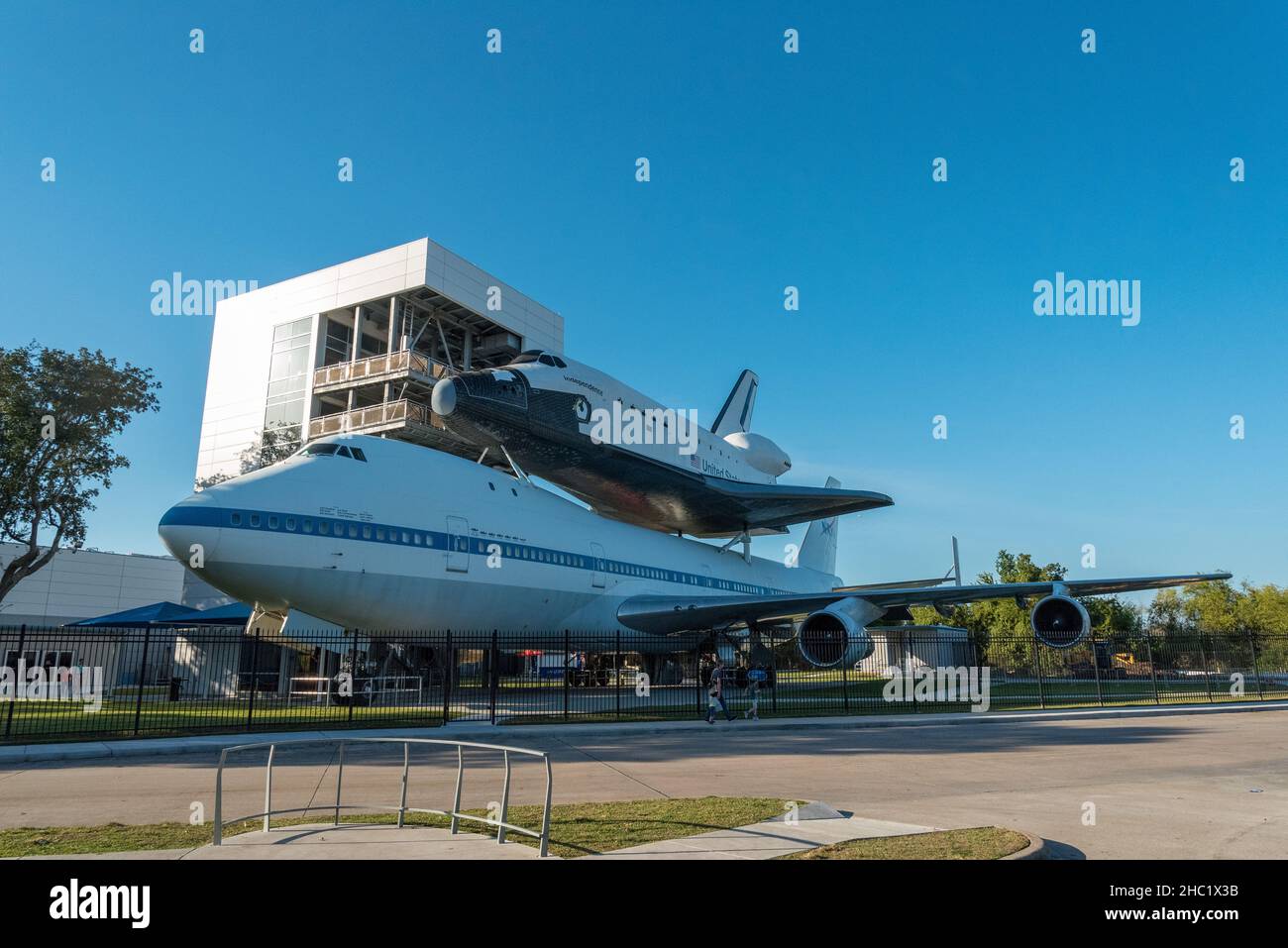 HOUSTON, TEXAS - 02. NOVEMBER 2018: NASA Space Shuttle Independence und sein Flugzeugträger in Houston, Texas, USA Stockfoto