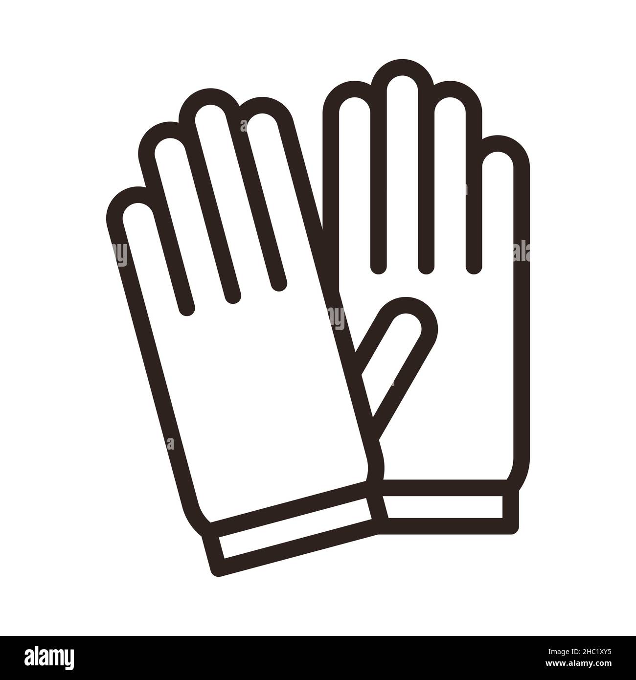 Symbol für Schutzhandschuhe. Corona-Virenprävention Stockfoto