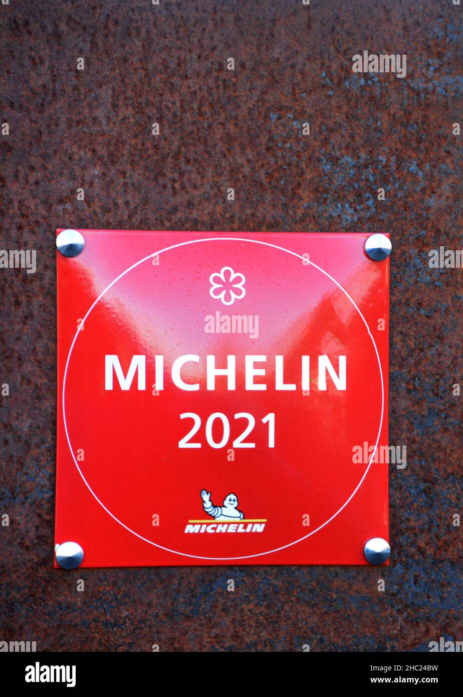 Restaurant mit einem Stern im Reiseführer Mchelin Red, Frankreich Stockfoto