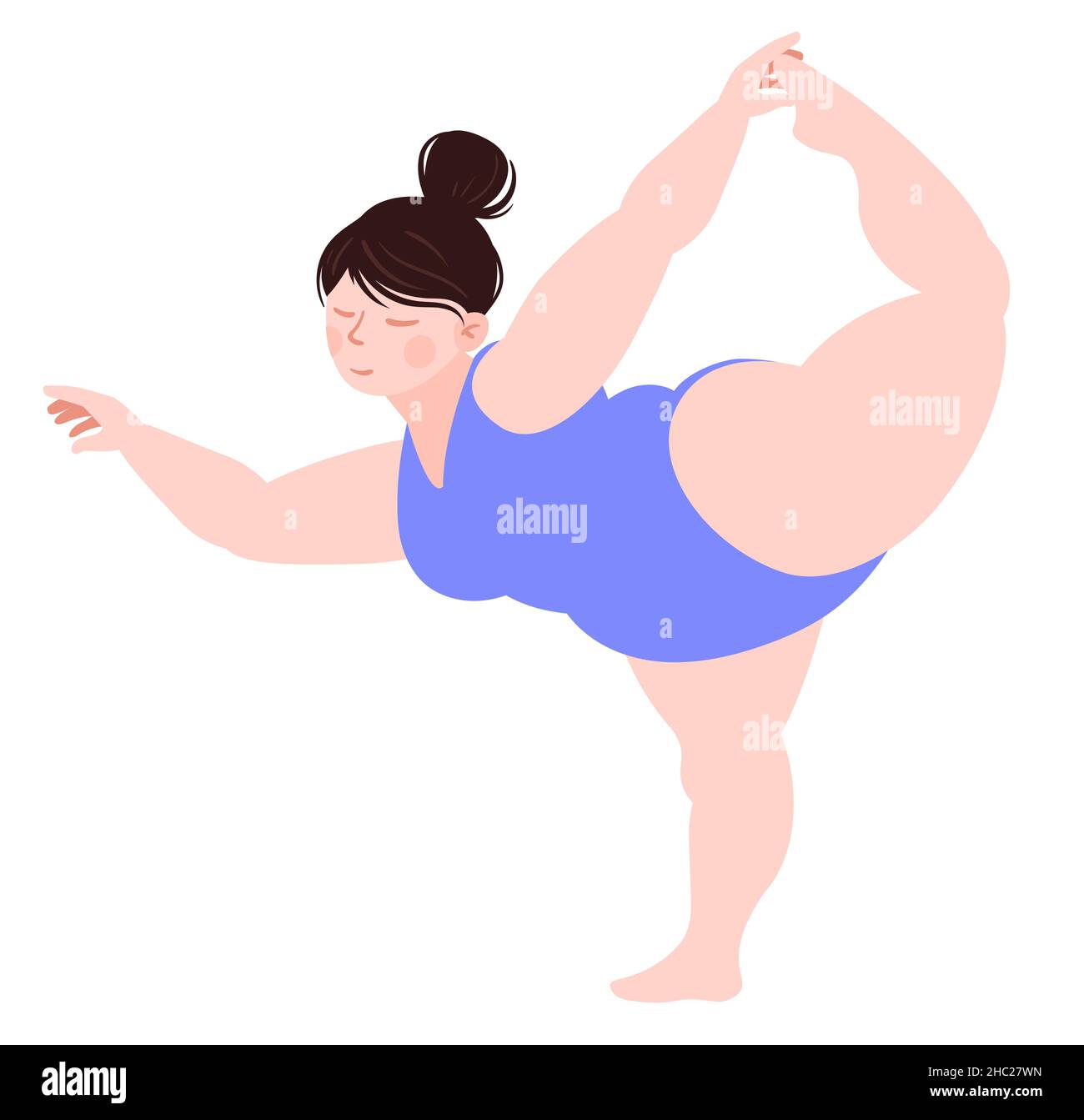 Ein dickes Mädchen ist in Yoga, Asanas, Haltung verlobt. Vektorgrafik Stock Vektor