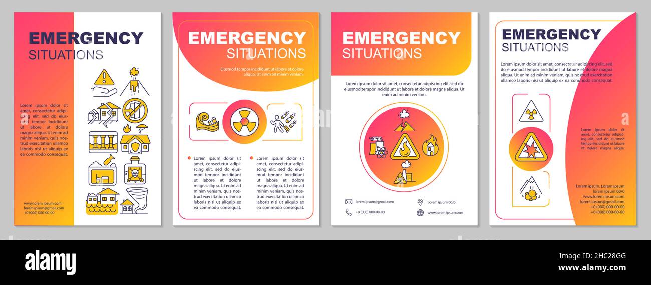 Rote Broschürenvorlage für Notfallsituationen Stock Vektor
