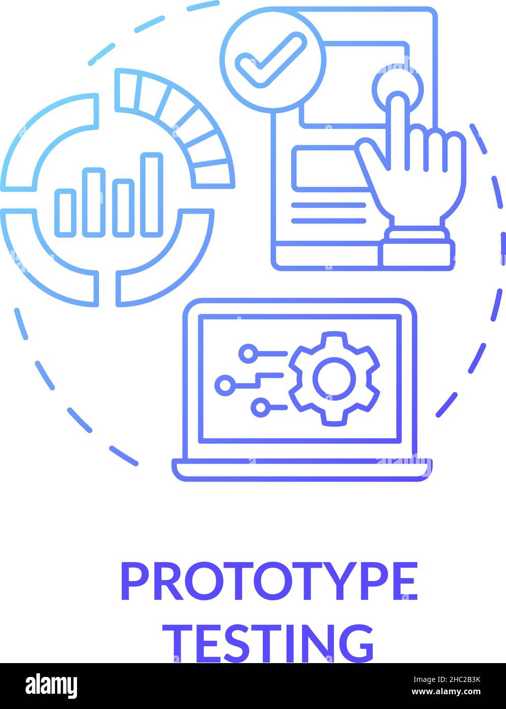 Prototyp-Test blaues Gradientenkonzept-Symbol Stock Vektor