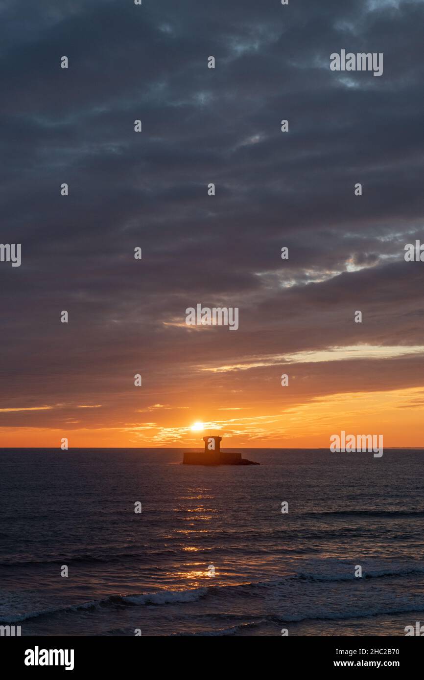 La Rocco Tower, Sonnenuntergang, St Ouens, Jersey, Kanalinseln Stockfoto