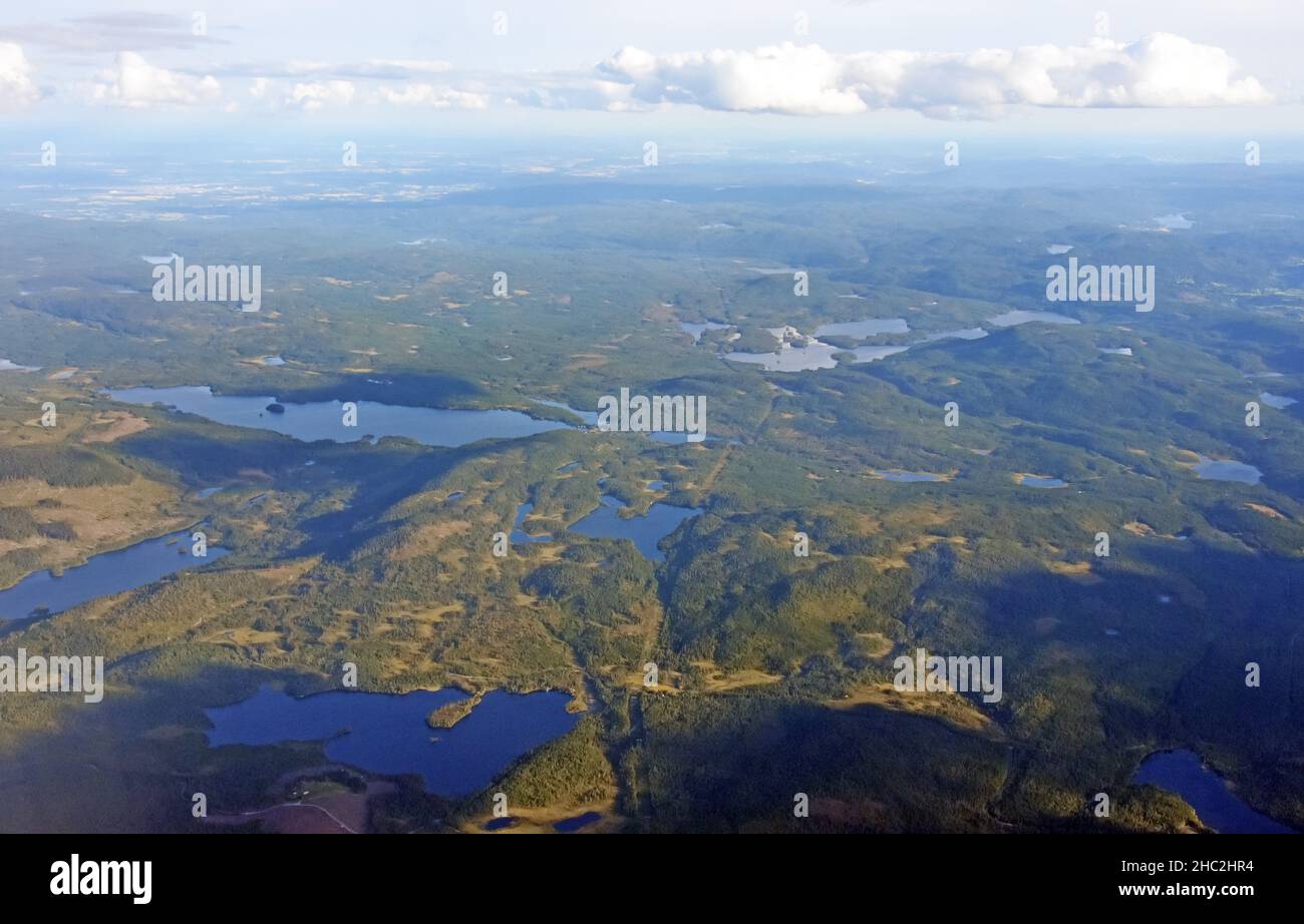 Seenland in Norwegen, Luftaufnahme Stockfoto