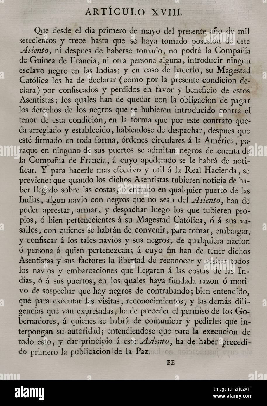 „AsientoVertrag“ (26. März 1713). Der Vertrag von Utrecht ratifizierte