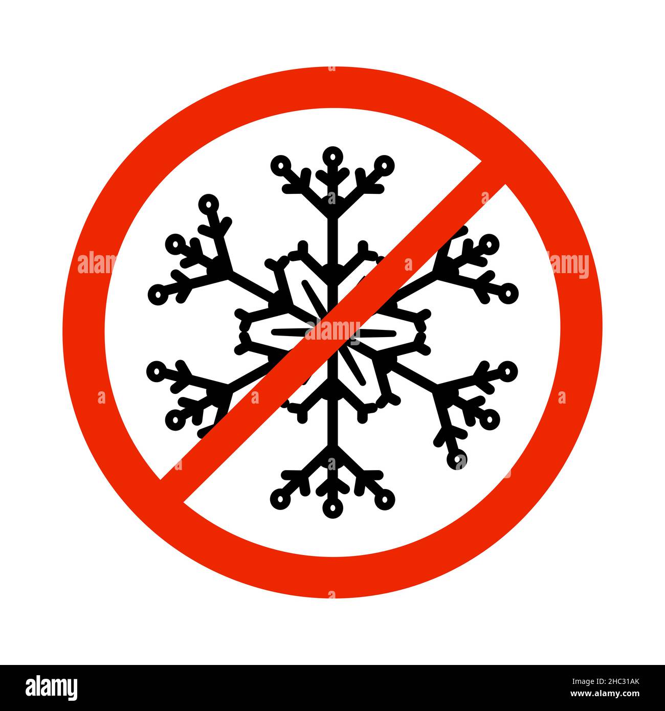Einfrieren ist verboten Schild auf weißem Hintergrund isoliert. Rotes rundes Schild mit Schneeflocken-Symbol. Symbol „kein Frost“.Verbotenes Zeichen.Vektordarstellung „Stock“ Stock Vektor