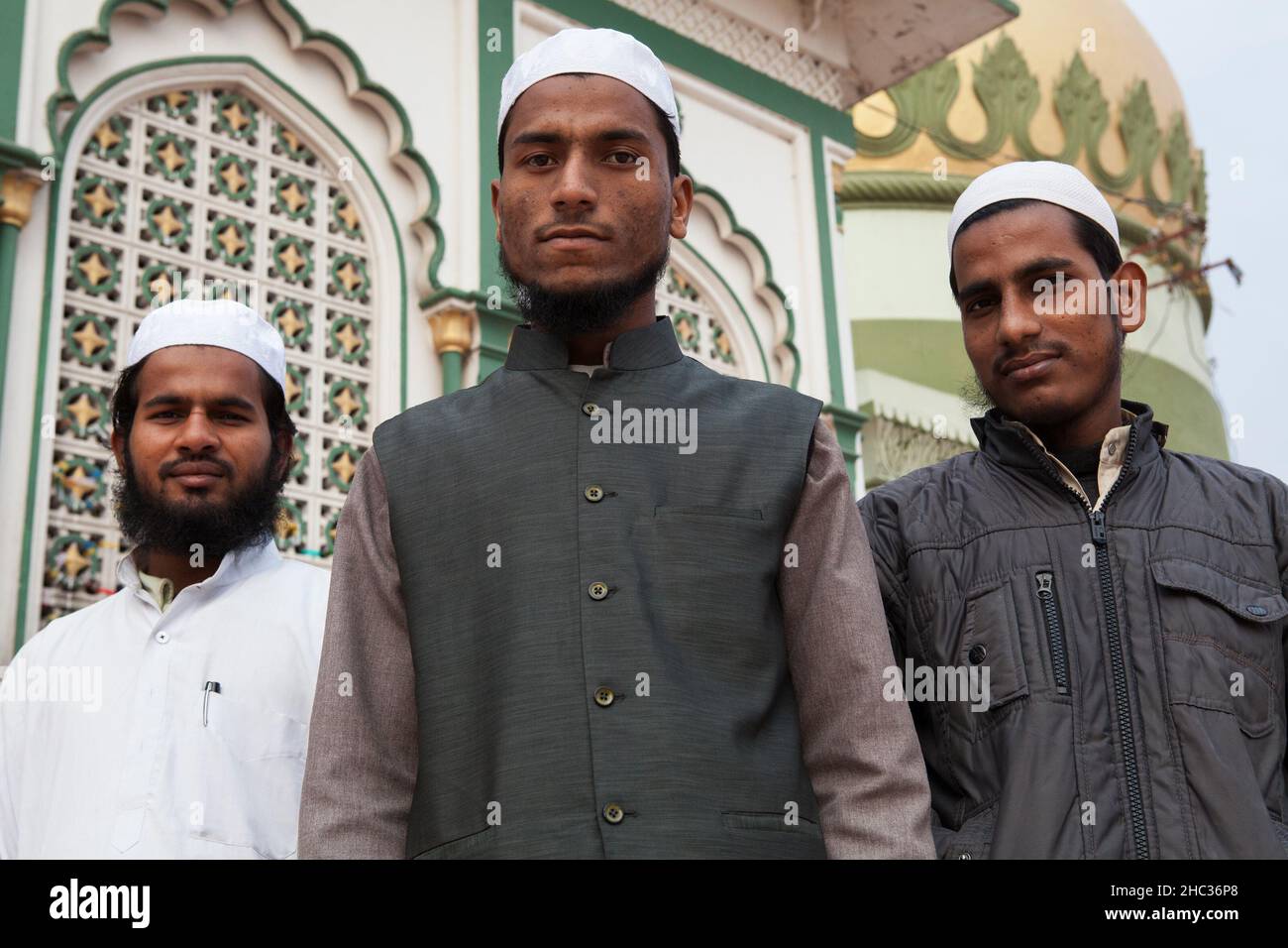 Porträt von drei muslimischen Männern in Lucknow, Indien Stockfoto