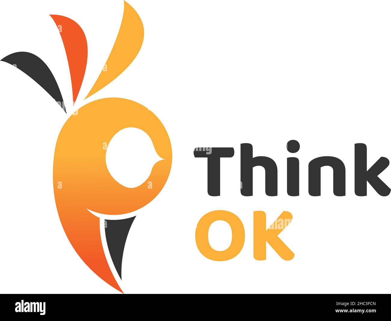 Modernes flaches, farbenfrohes THINK OK-Konzept-Logo Stock Vektor