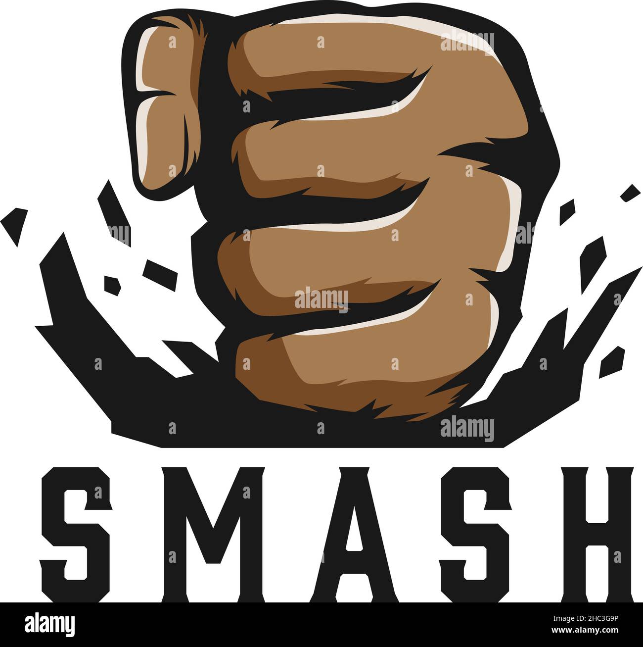 Modernes flaches buntes SMASH Hand großes Logo-Design Stock Vektor